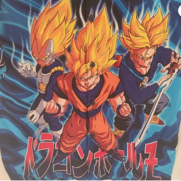 Vintage Dragon Ball Z 2001 Shirt Men Lg ButtonUp Goku Vegeta Gohan Anime Gaming - Picture 5 of 6